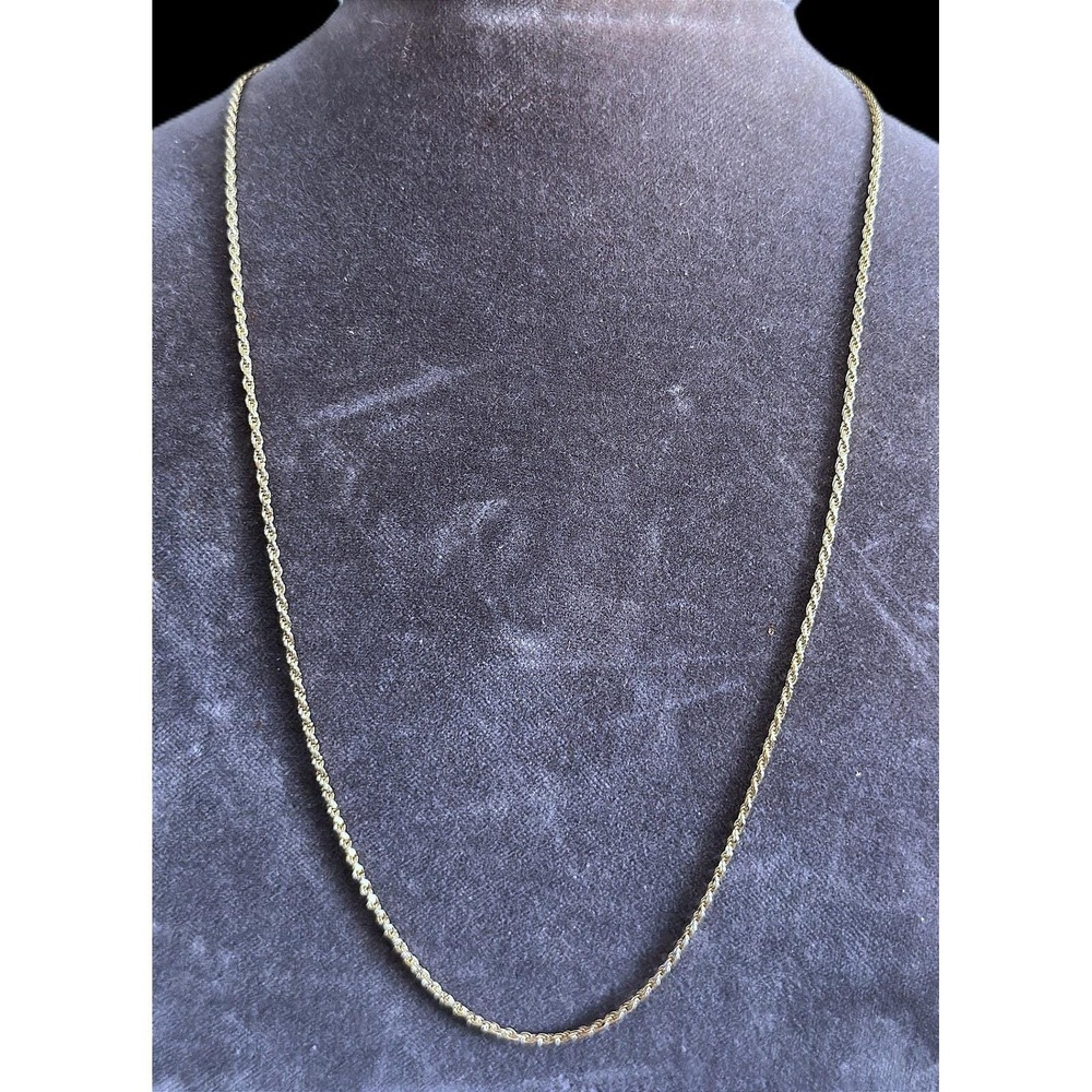 Italian .925 Gold Plated Sterling Rope Chain Necklace – 6g Vintage Estate 1990s